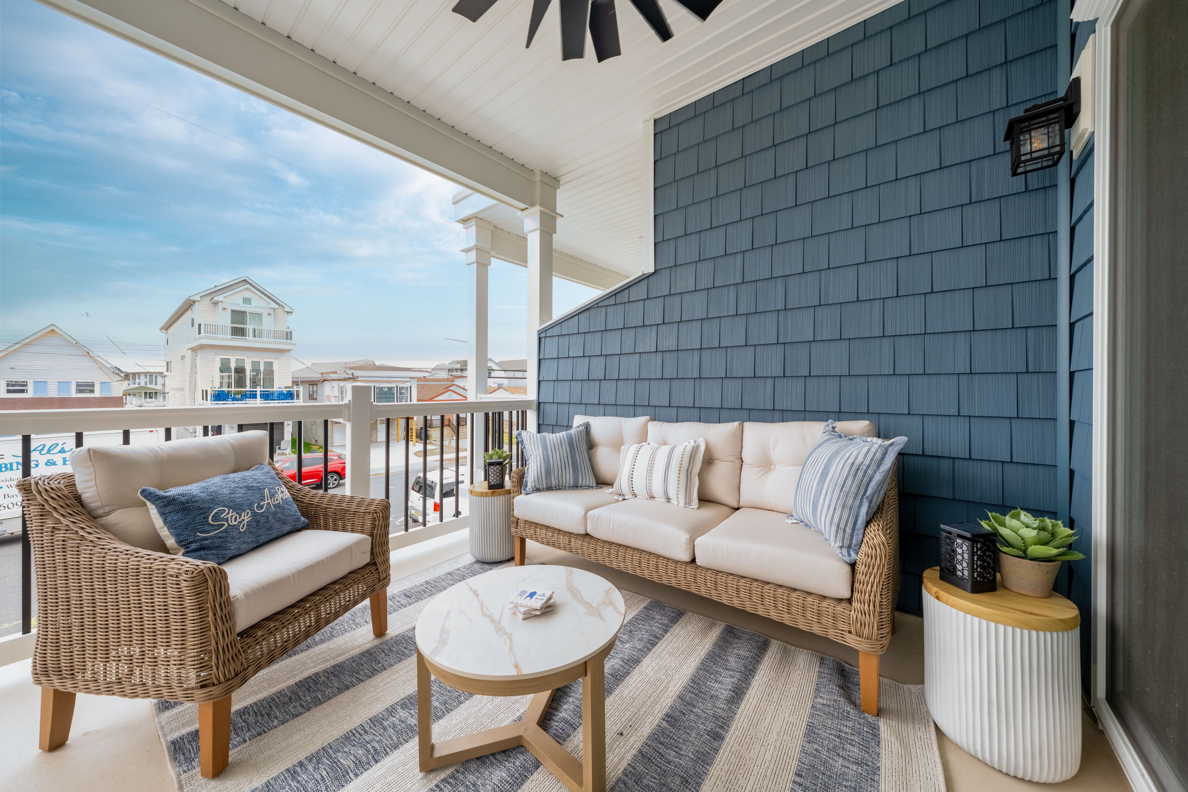Pool deck seating area